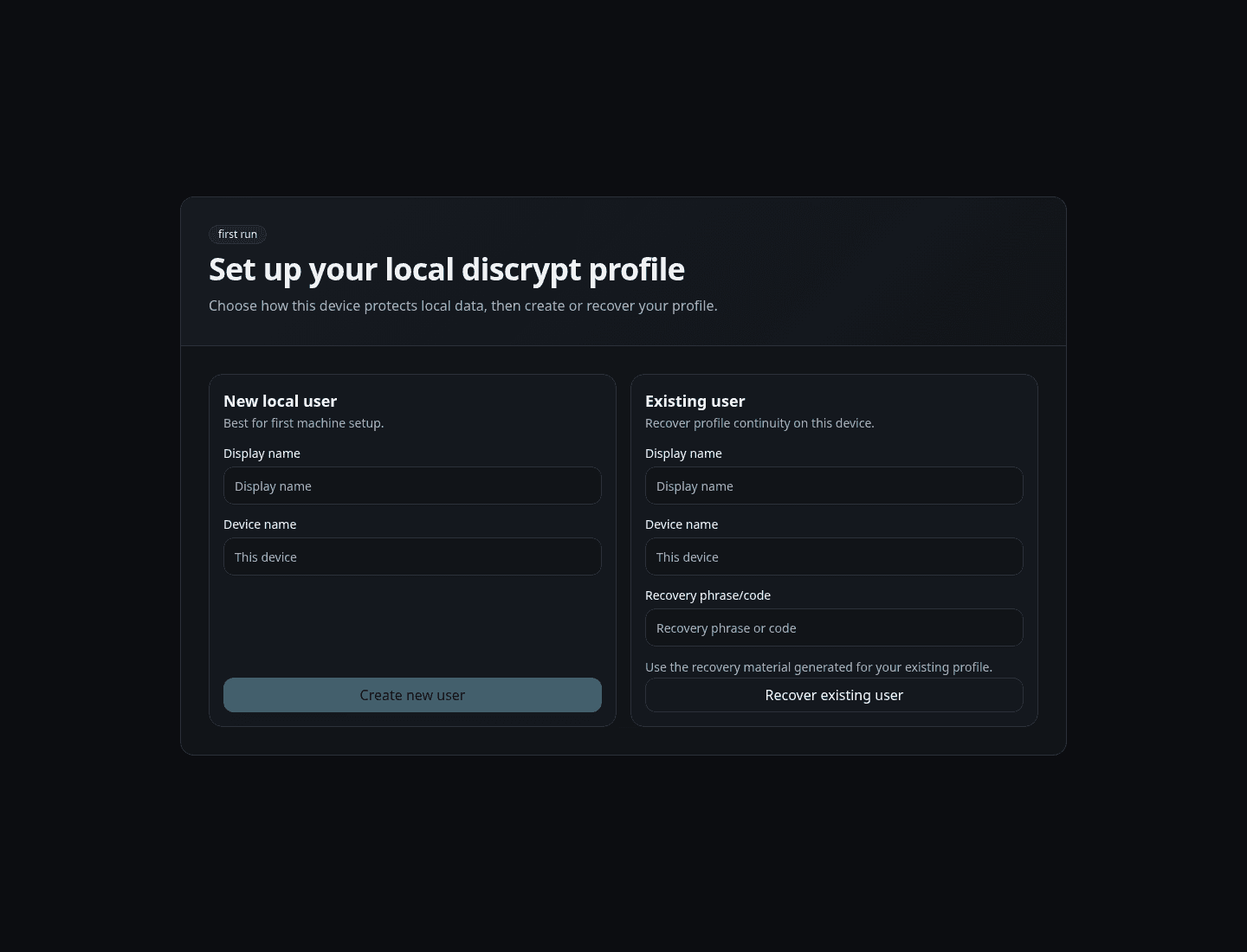 Discrypt application shell